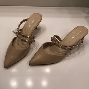 Marc Fisher Jonni Mules Studded Nude Pointed Heels